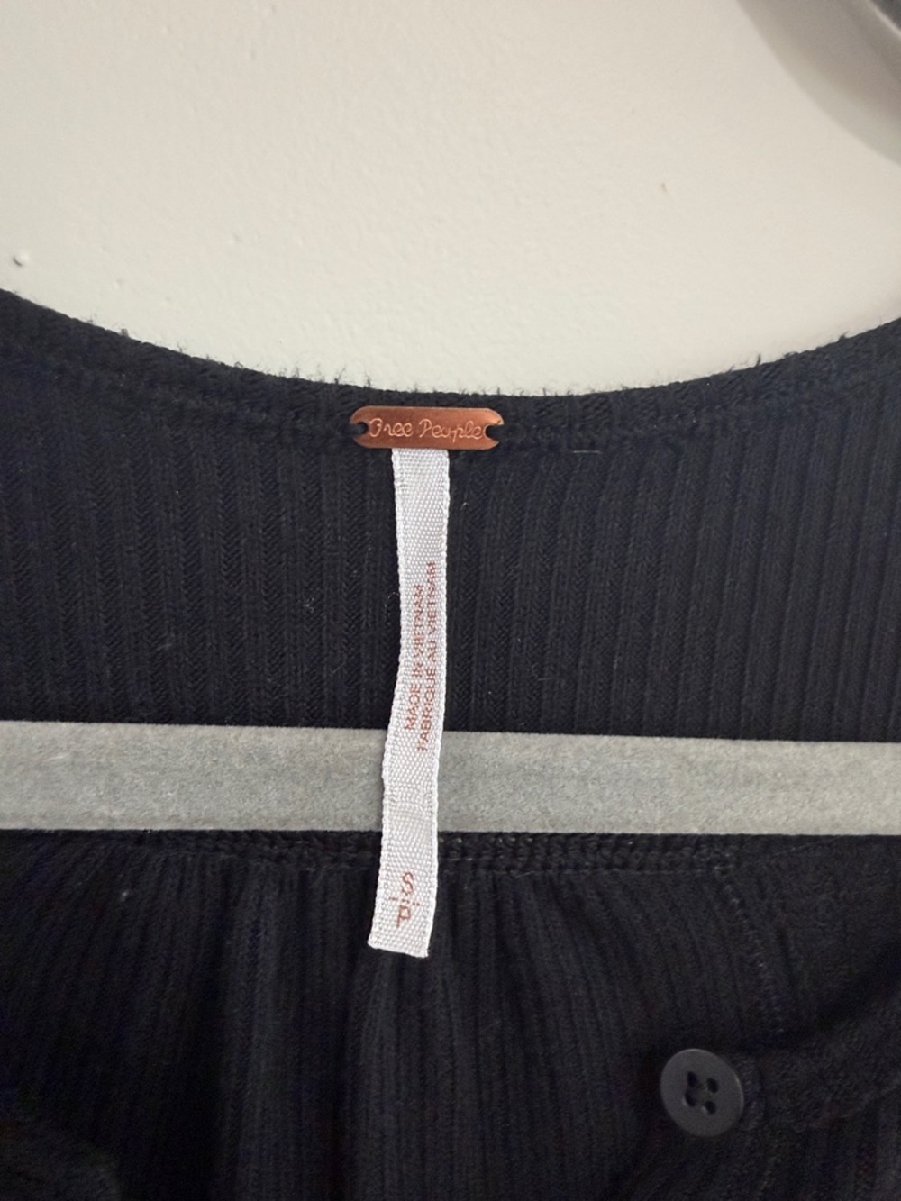 Free People Black Ribbed Button-Front Tunic - Picture 2 of 3